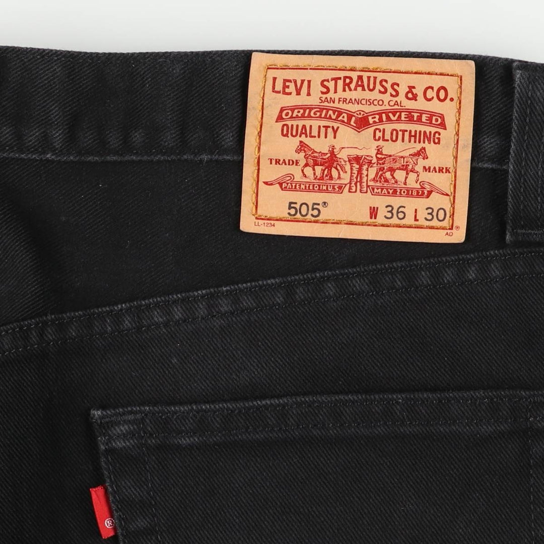 Levi's 505 REGULAR FIT black denim tapered denim pants for men, size w37 cotton black type Vintage Second Hand