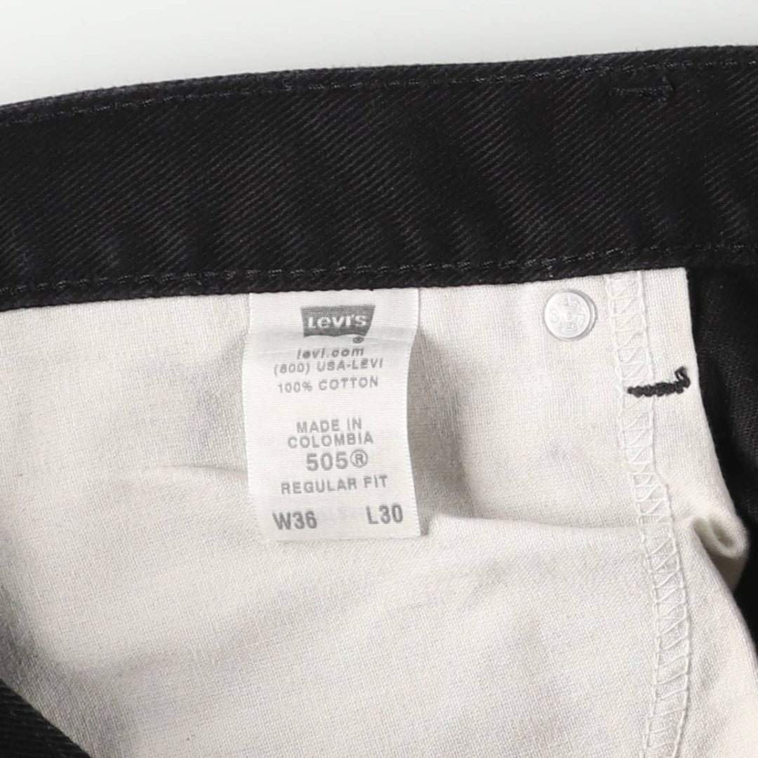 Levi's 505 REGULAR FIT black denim tapered denim pants for men, size w37 cotton black type Vintage Second Hand
