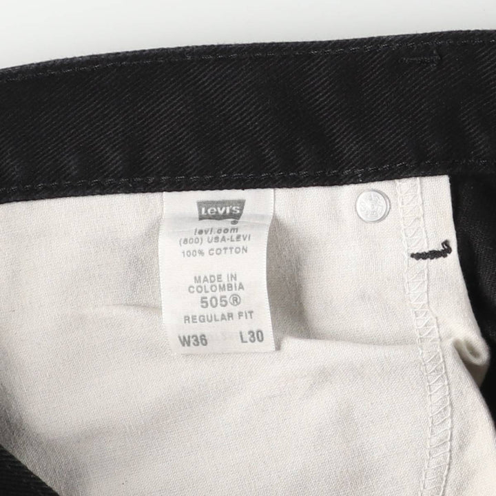 Levi's 505 REGULAR FIT black denim tapered denim pants for men, size w37 cotton black type Vintage Second Hand