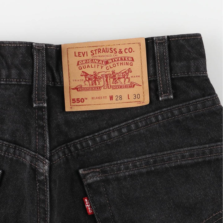 Levi's 550 Relaxed Fit Tapered Denim Pants in Black Denim, Women's Size L (W28) unclear black type Vintage Second Hand