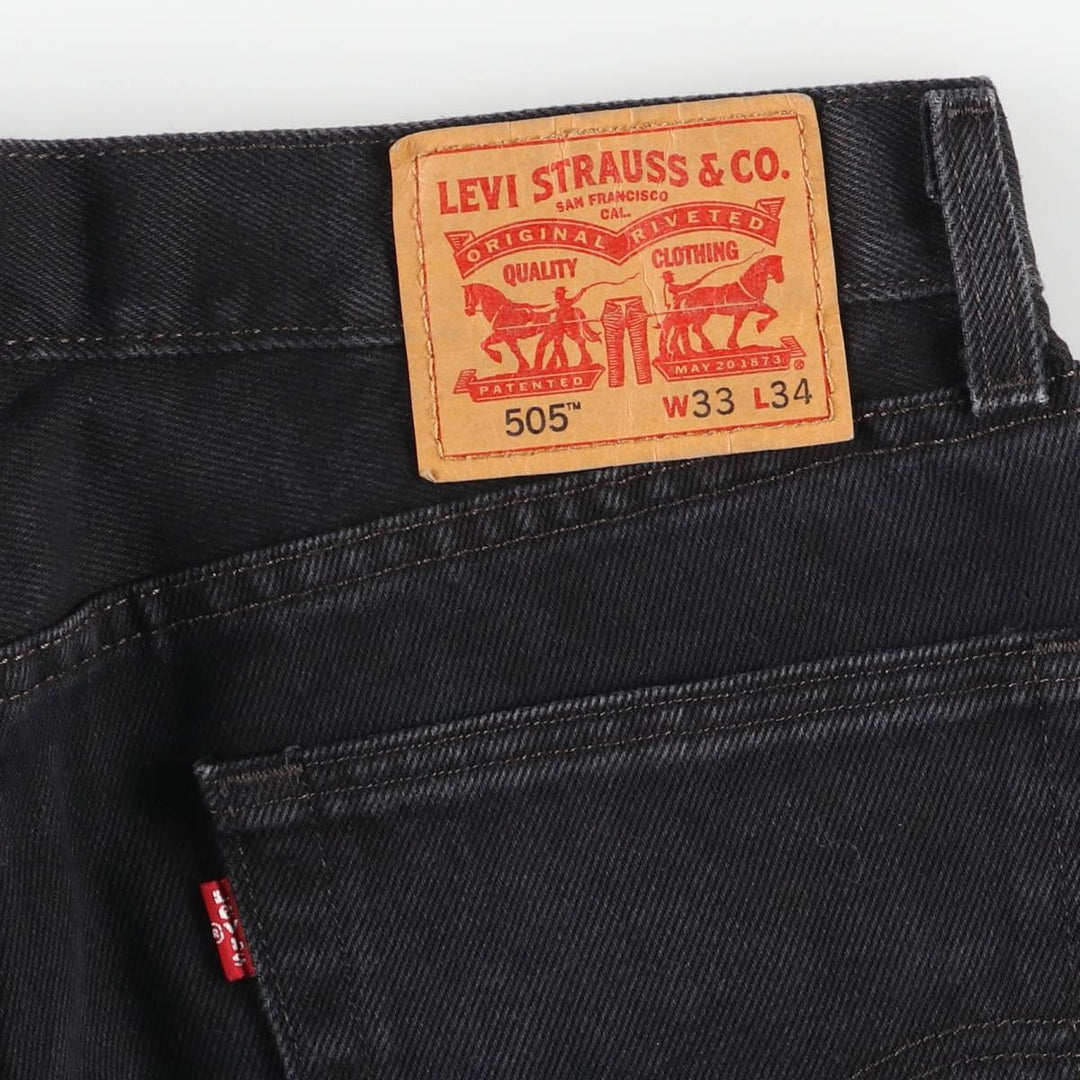 Levi's 505 Black Denim Tapered Denim Pants for Men, W34 equivalent cotton black type Vintage Second Hand