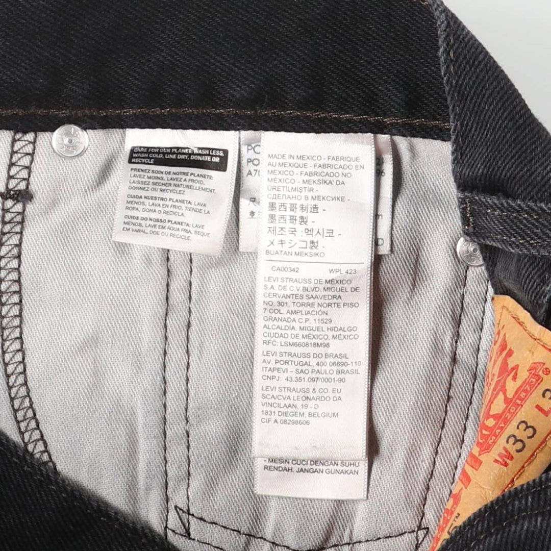 Levi's 505 Black Denim Tapered Denim Pants for Men, W34 equivalent cotton black type Vintage Second Hand
