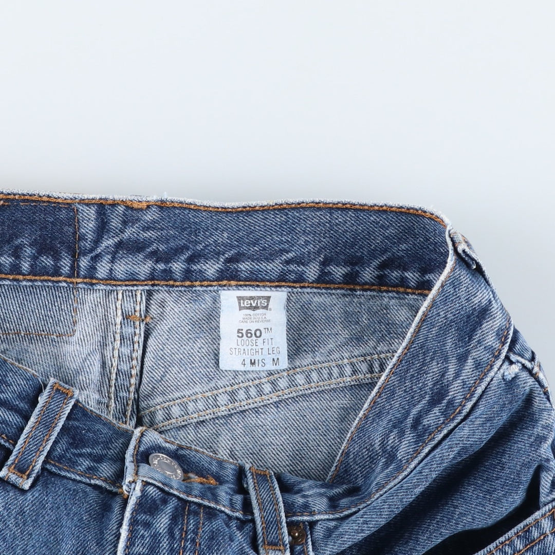 2000'S Levi's 560 Loose Fit Straight Leg Tapered Denim Pants, Made in USA, Women's Size L (W28) cotton blue type Vintage Second Hand