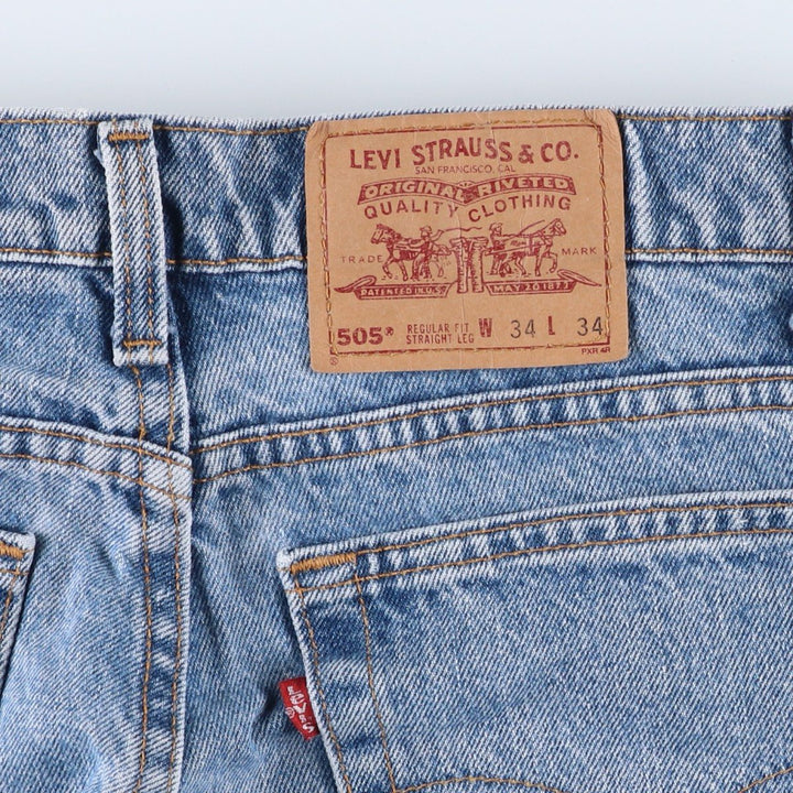 90'S Levi's 505 REGULAR FIT STRAIGHT LEG Tapered Denim Pants Made in USA Men's W33 Vintage cotton blue type Vintage Second Hand