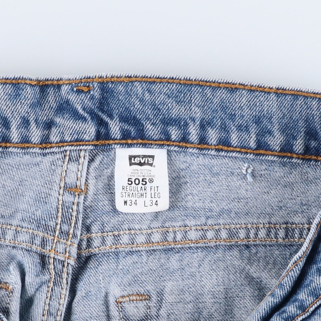 90'S Levi's 505 REGULAR FIT STRAIGHT LEG Tapered Denim Pants Made in USA Men's W33 Vintage cotton blue type Vintage Second Hand
