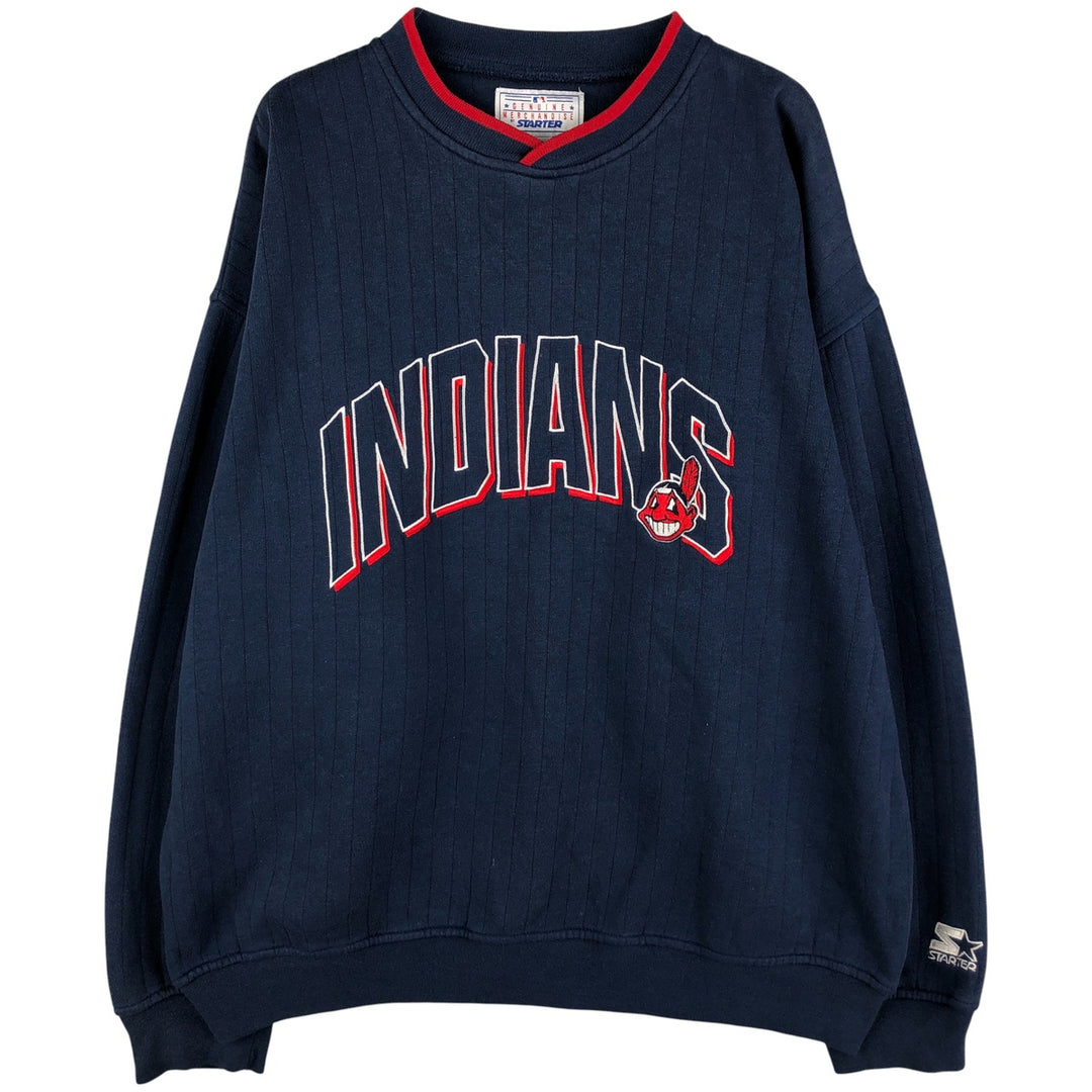 90'S Starter Cleveland Guardians Logo Sweatshirt, Men's XL, Vintage polyester navy blue type Vintage Second Hand
