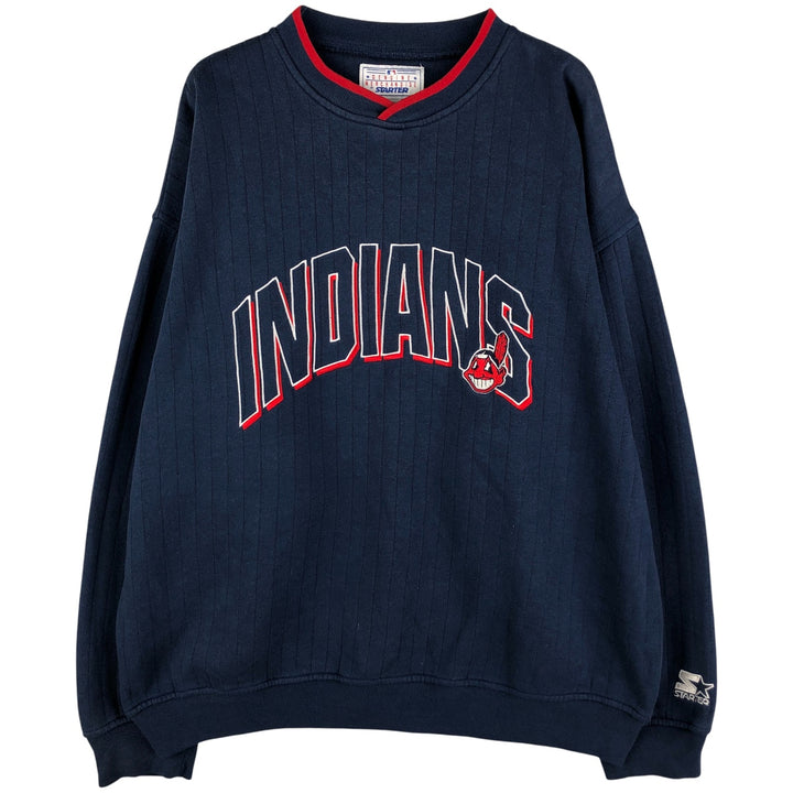 90'S Starter Cleveland Guardians Logo Sweatshirt, Men's XL, Vintage polyester navy blue type Vintage Second Hand