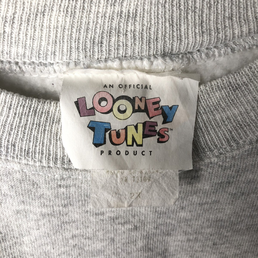 90'S Warner Bros. Tweety Tie Character Sweatshirt, Made in USA, Men's Size XL, Vintage cotton gray type Vintage Second Hand