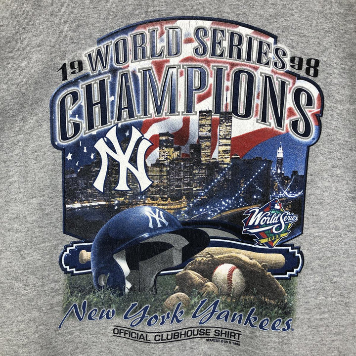 Vintage 90'S Starter New York Yankees print sweatshirt, size L, men's cotton gray type Vintage Second Hand