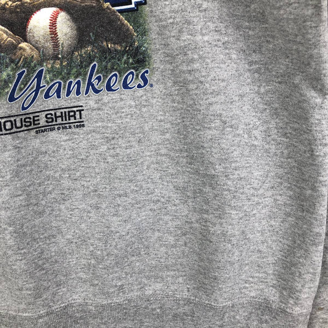Vintage 90'S Starter New York Yankees print sweatshirt, size L, men's cotton gray type Vintage Second Hand