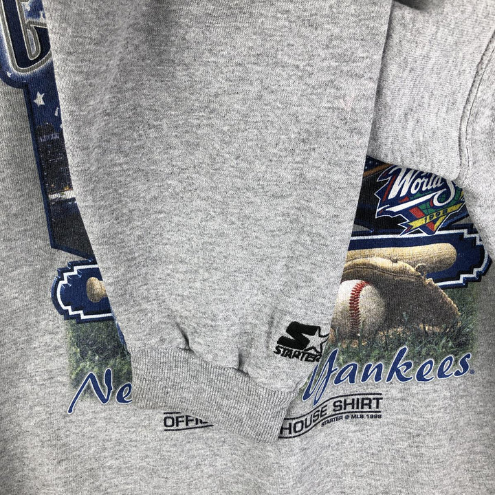 Vintage 90'S Starter New York Yankees print sweatshirt, size L, men's cotton gray type Vintage Second Hand
