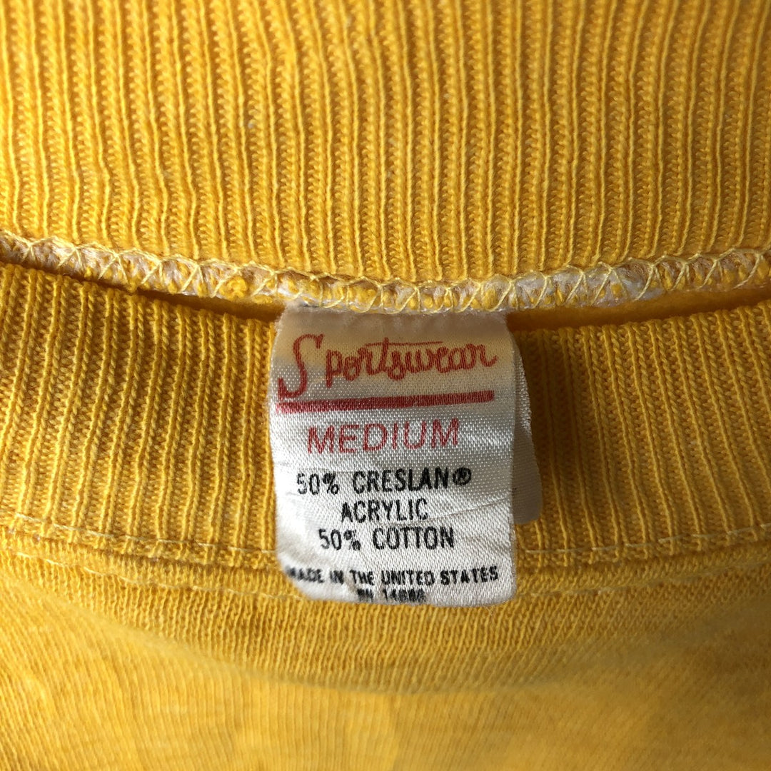 Vintage 60s-70'S Sportswear Printed Sweatshirt, Made in USA, Men's Size Medium acrylic yellow type Vintage Second Hand