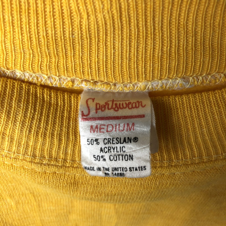 Vintage 60s-70'S Sportswear Printed Sweatshirt, Made in USA, Men's Size Medium acrylic yellow type Vintage Second Hand