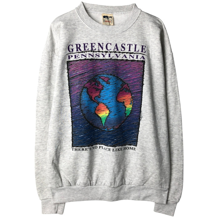 Vintage 90'S MY TOWN printed sweatshirt, made in the USA, size L, men's polyester gray type Vintage Second Hand