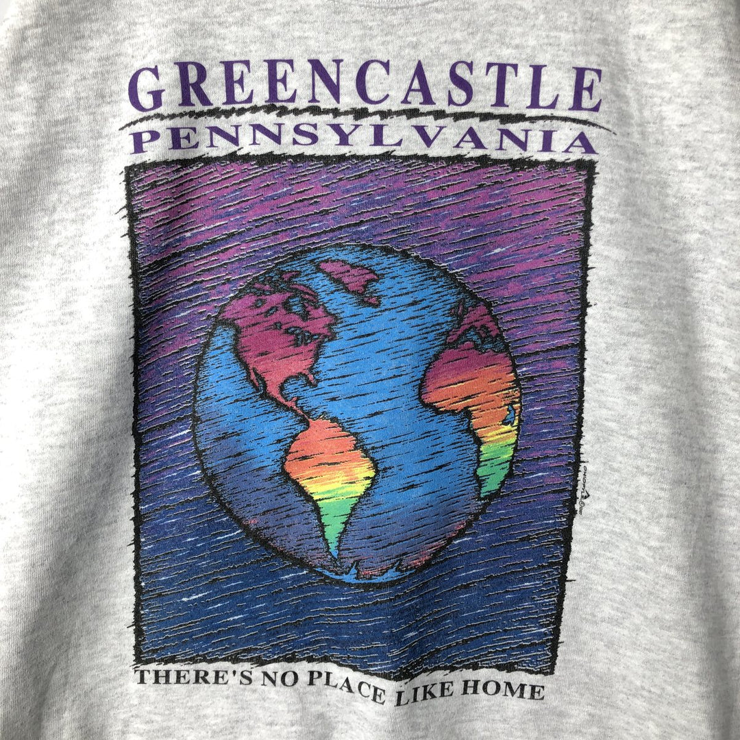 Vintage 90'S MY TOWN printed sweatshirt, made in the USA, size L, men's polyester gray type Vintage Second Hand