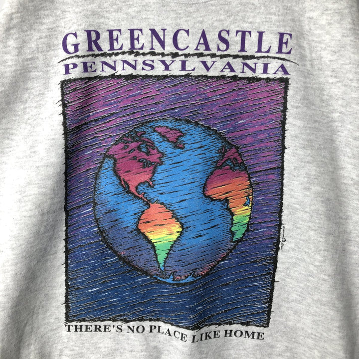 Vintage 90'S MY TOWN printed sweatshirt, made in the USA, size L, men's polyester gray type Vintage Second Hand