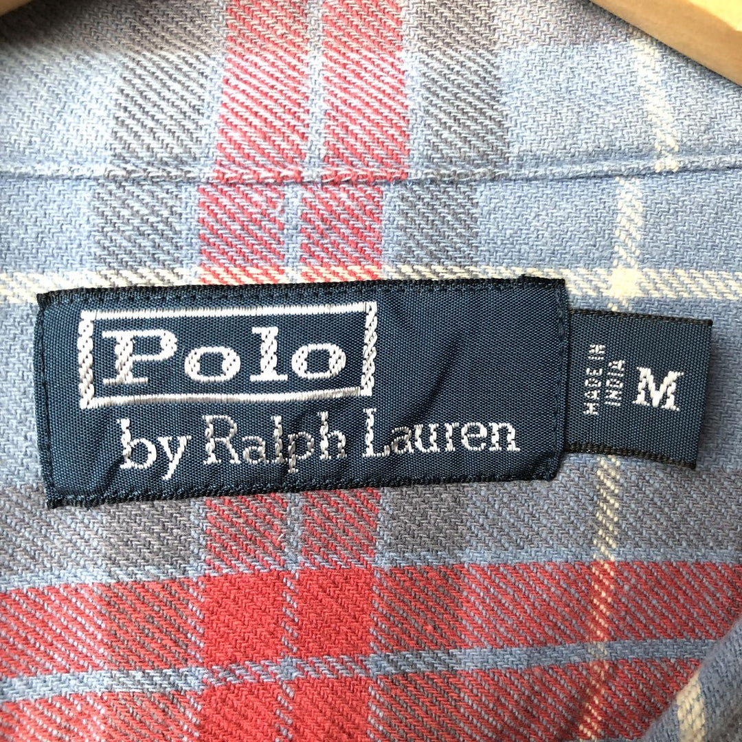 Ralph Lauren POLO by Ralph Lauren long-sleeved flannel check shirt, men's size M cotton red type Vintage Second Hand