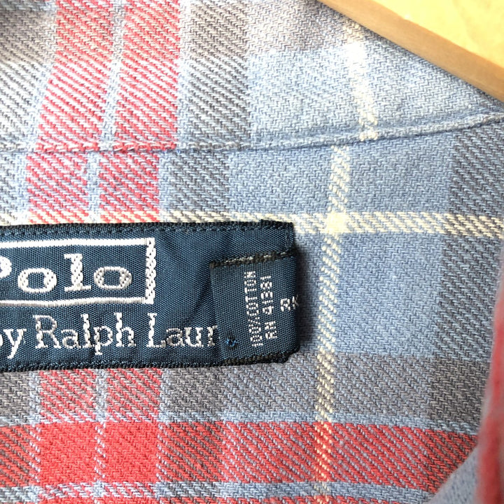 Ralph Lauren POLO by Ralph Lauren long-sleeved flannel check shirt, men's size M cotton red type Vintage Second Hand