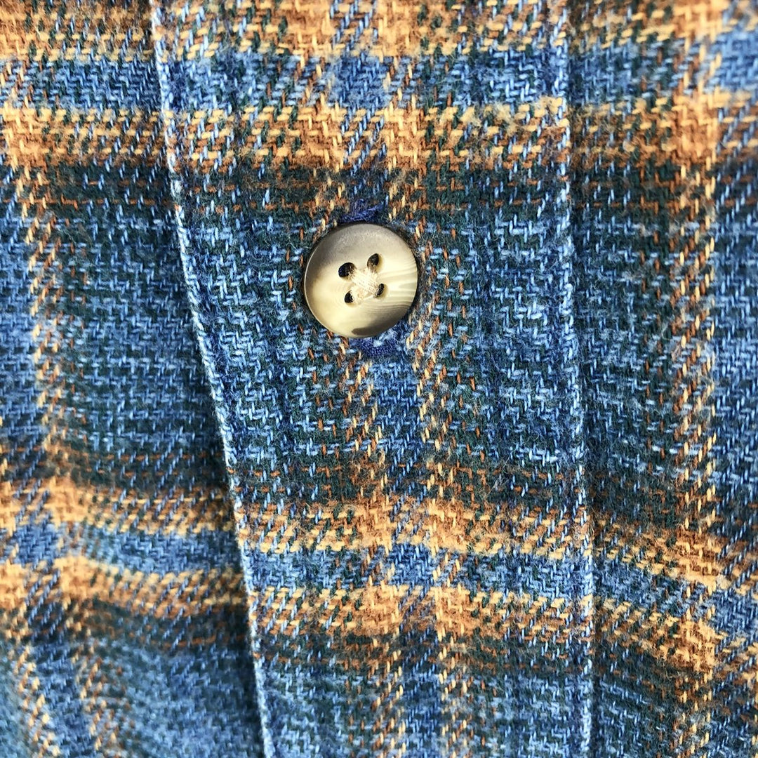 Eddie Bauer Long Sleeve Button Down Light Flannel Check Shirt, Men's Size L cotton blue type Vintage Second Hand