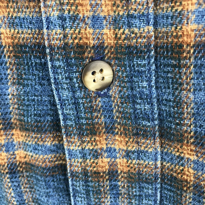 Eddie Bauer Long Sleeve Button Down Light Flannel Check Shirt, Men's Size L cotton blue type Vintage Second Hand