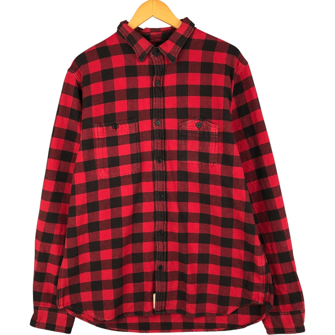 Ralph Lauren DENIM AND SUPPLY Buffalo Check Long Sleeve Flannel Check Shirt, Men's Size XL cotton red type Vintage Second Hand