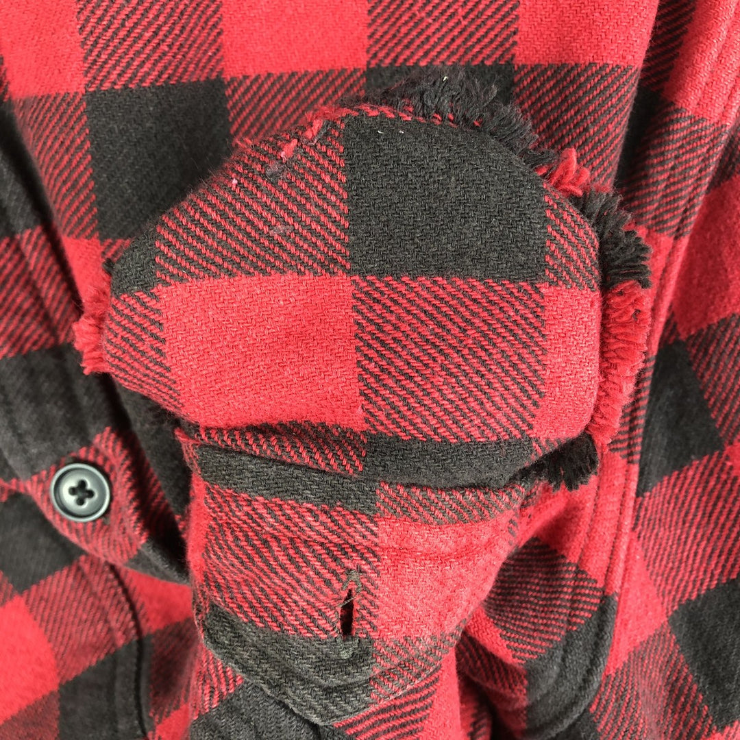 Ralph Lauren DENIM AND SUPPLY Buffalo Check Long Sleeve Flannel Check Shirt, Men's Size XL cotton red type Vintage Second Hand