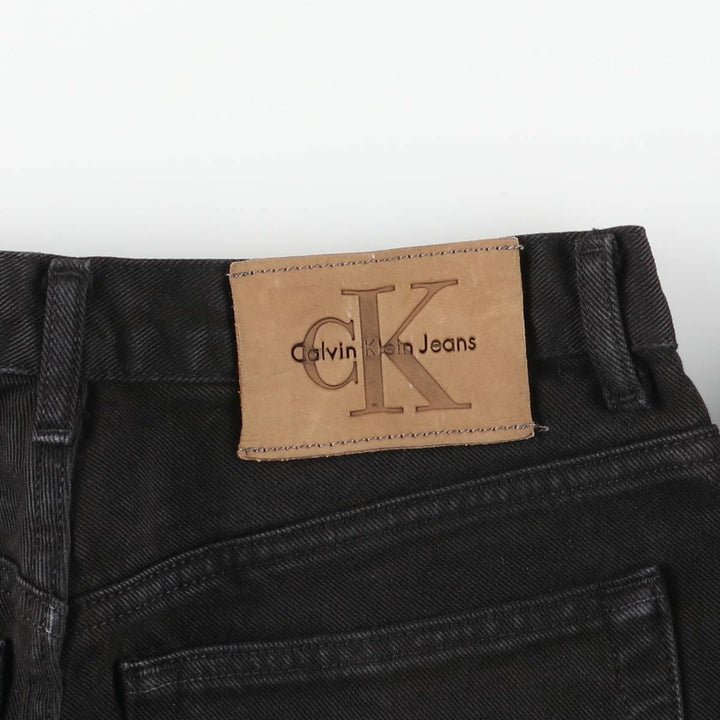 Calvin Klein Jeans Black Denim Tapered Denim Pants, Women's Size L (W29) cotton black type Vintage Second Hand
