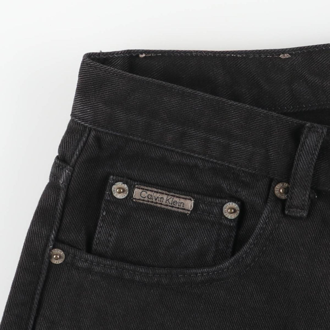 Calvin Klein Jeans Black Denim Tapered Denim Pants, Women's Size L (W29) cotton black type Vintage Second Hand