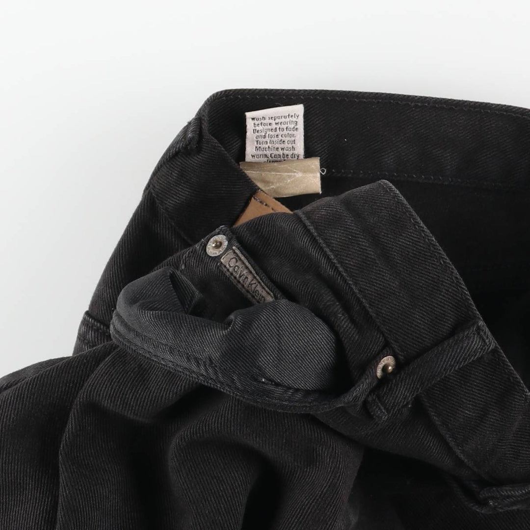Calvin Klein Jeans Black Denim Tapered Denim Pants, Women's Size L (W29) cotton black type Vintage Second Hand