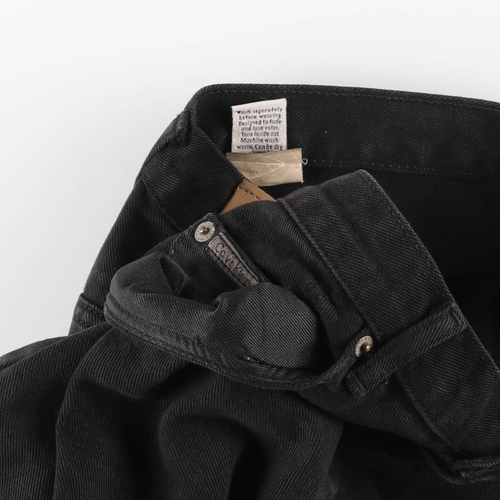 Calvin Klein Jeans Black Denim Tapered Denim Pants, Women's Size L (W29) cotton black type Vintage Second Hand