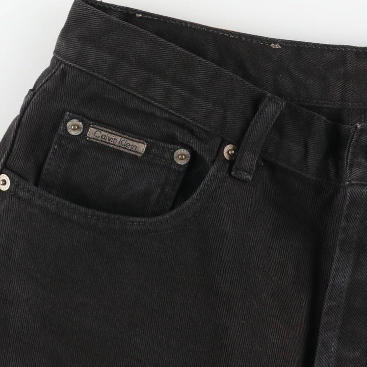 Calvin Klein Jeans Black Denim Tapered Denim Pants, Women's Size L (W29) cotton black type Vintage Second Hand