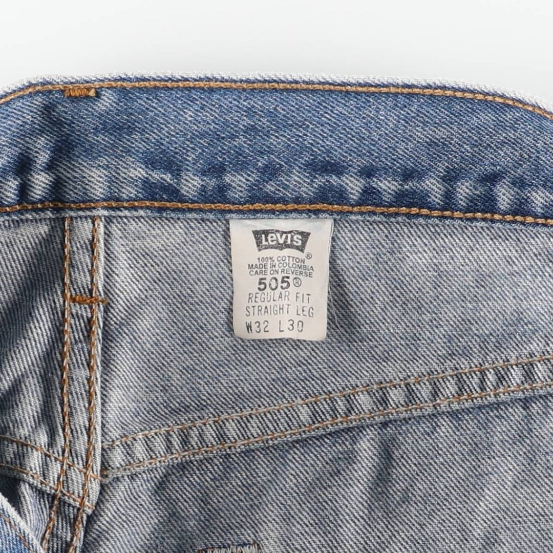 00'S Levi's 505 REGULAR FIT STRAIGHT LEG tapered denim pants for men, size w31 cotton blue type Vintage Second Hand