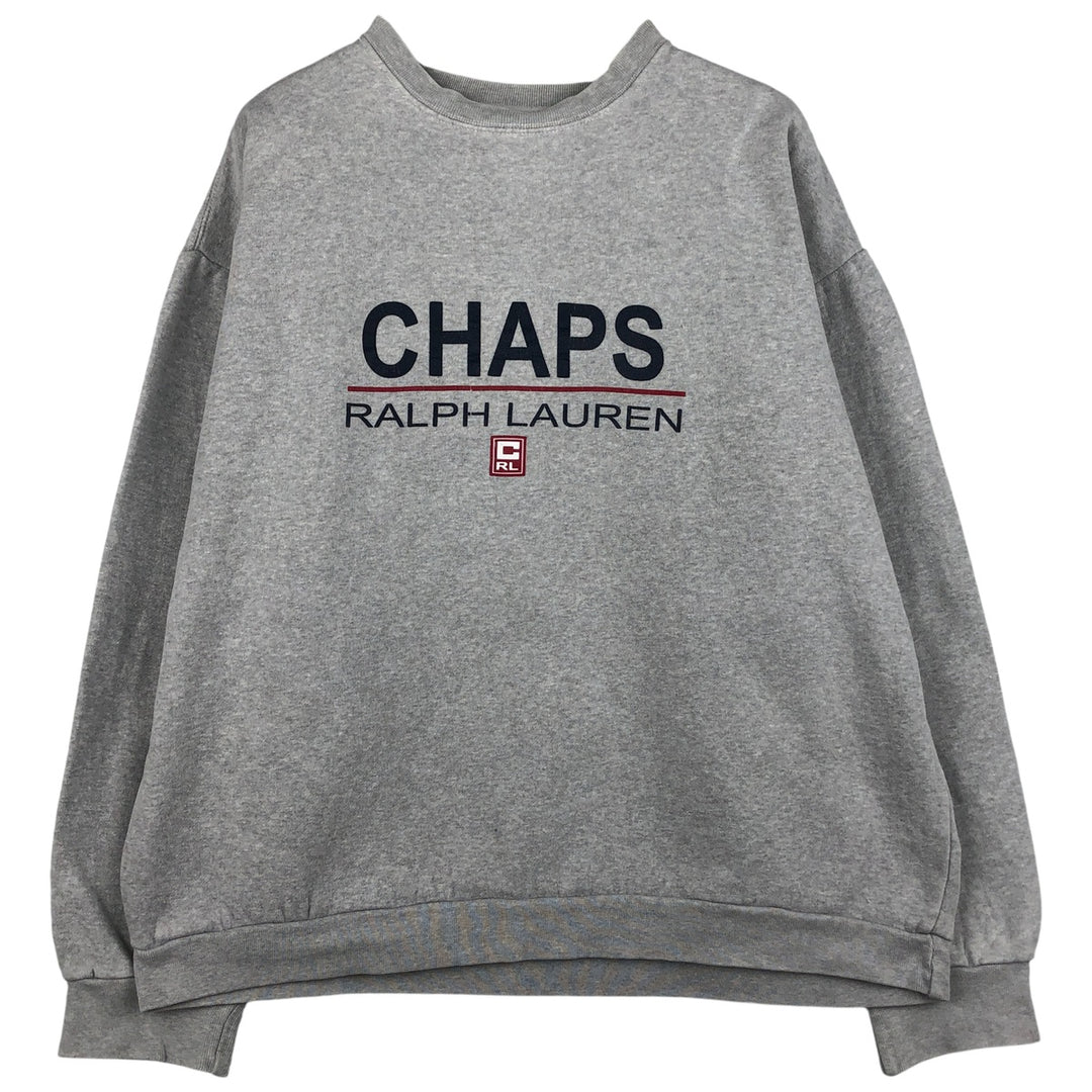 Ralph Lauren CHAPS logo sweatshirt, men's size L cotton gray type Vintage Second Hand