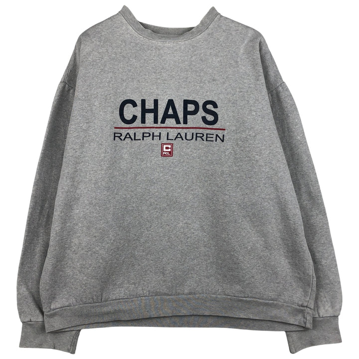 Ralph Lauren CHAPS logo sweatshirt, men's size L cotton gray type Vintage Second Hand