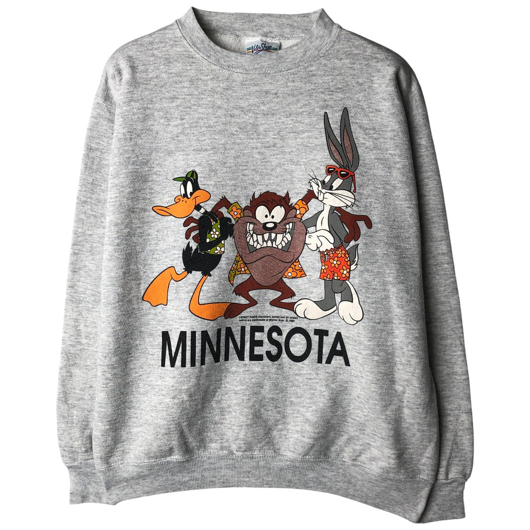 90'S Velva Sheen Looney Tunes Character Sweatshirt, Made in USA, Men's Size Medium, Vintage cotton gray type Vintage Second Hand