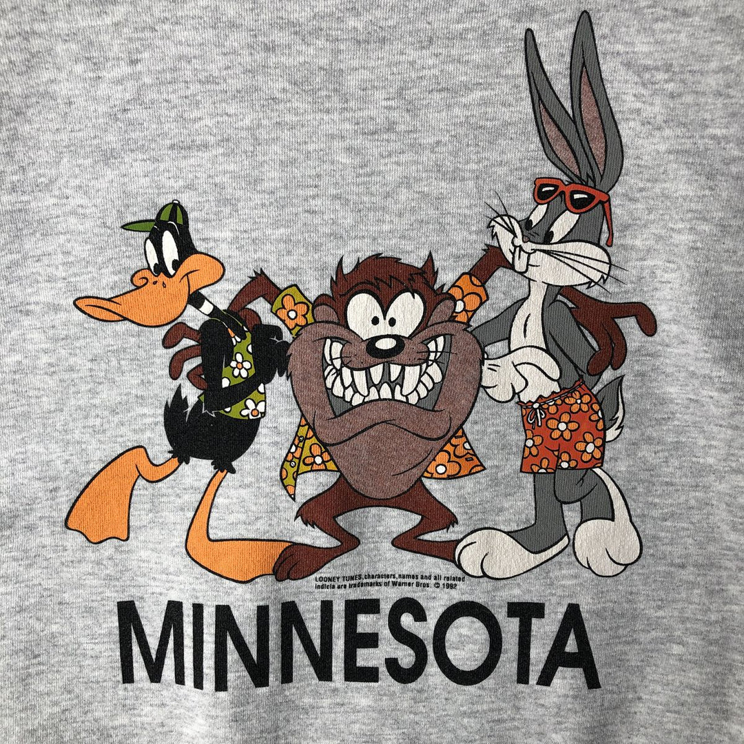 90'S Velva Sheen Looney Tunes Character Sweatshirt, Made in USA, Men's Size Medium, Vintage cotton gray type Vintage Second Hand