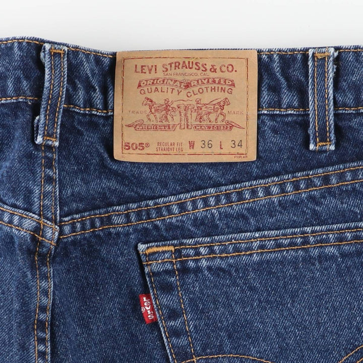90'S Levi's 505-0297 Tapered Denim Pants, Made in USA, Men's, Size 35, Vintage cotton blue type Vintage Second Hand