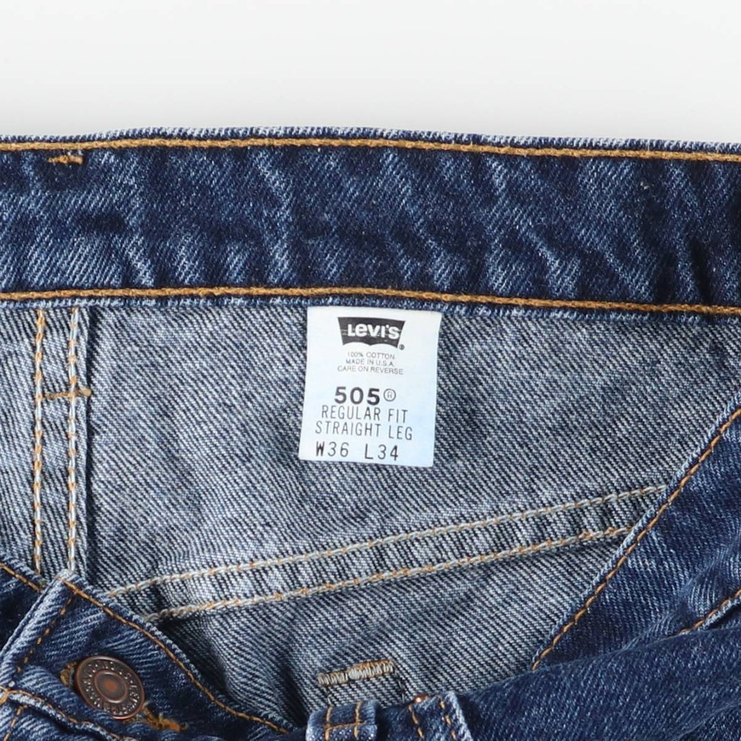 90'S Levi's 505-0297 Tapered Denim Pants, Made in USA, Men's, Size 35, Vintage cotton blue type Vintage Second Hand