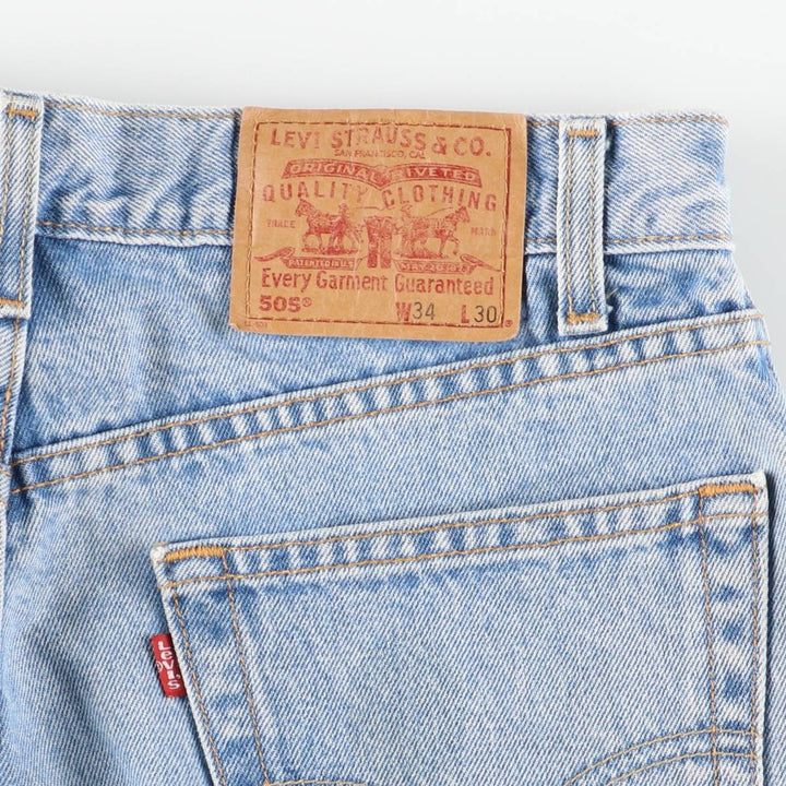 00'S Levi's 505 REGULAR FIT STRAIGHT LEG tapered denim pants for men, size w33 cotton blue type Vintage Second Hand