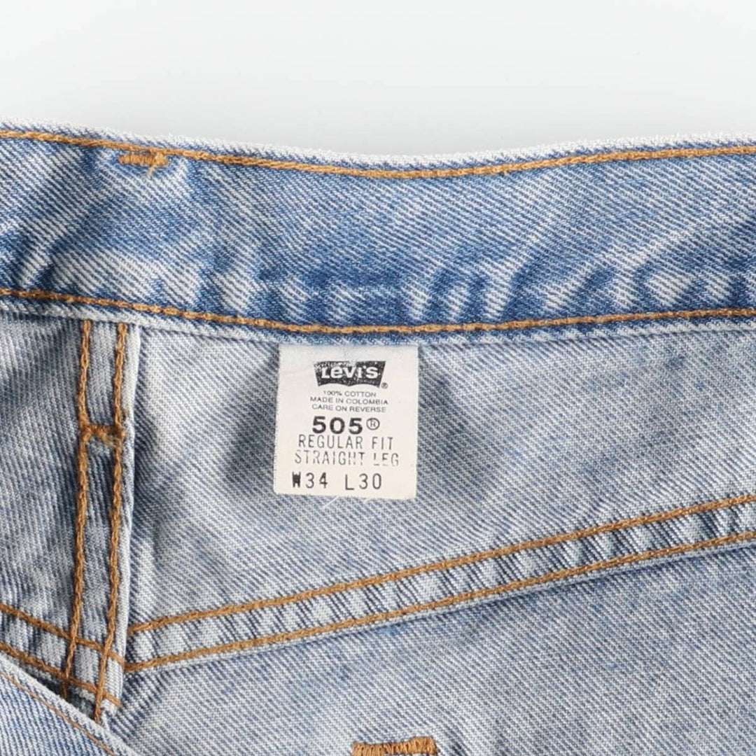 00'S Levi's 505 REGULAR FIT STRAIGHT LEG tapered denim pants for men, size w33 cotton blue type Vintage Second Hand