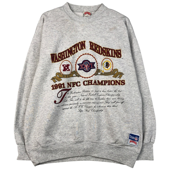 Vintage 1990'S NUTMEG NFL Washington Redskins Print Sweatshirt, Made in USA, Men's Size L cotton gray type Vintage Second Hand