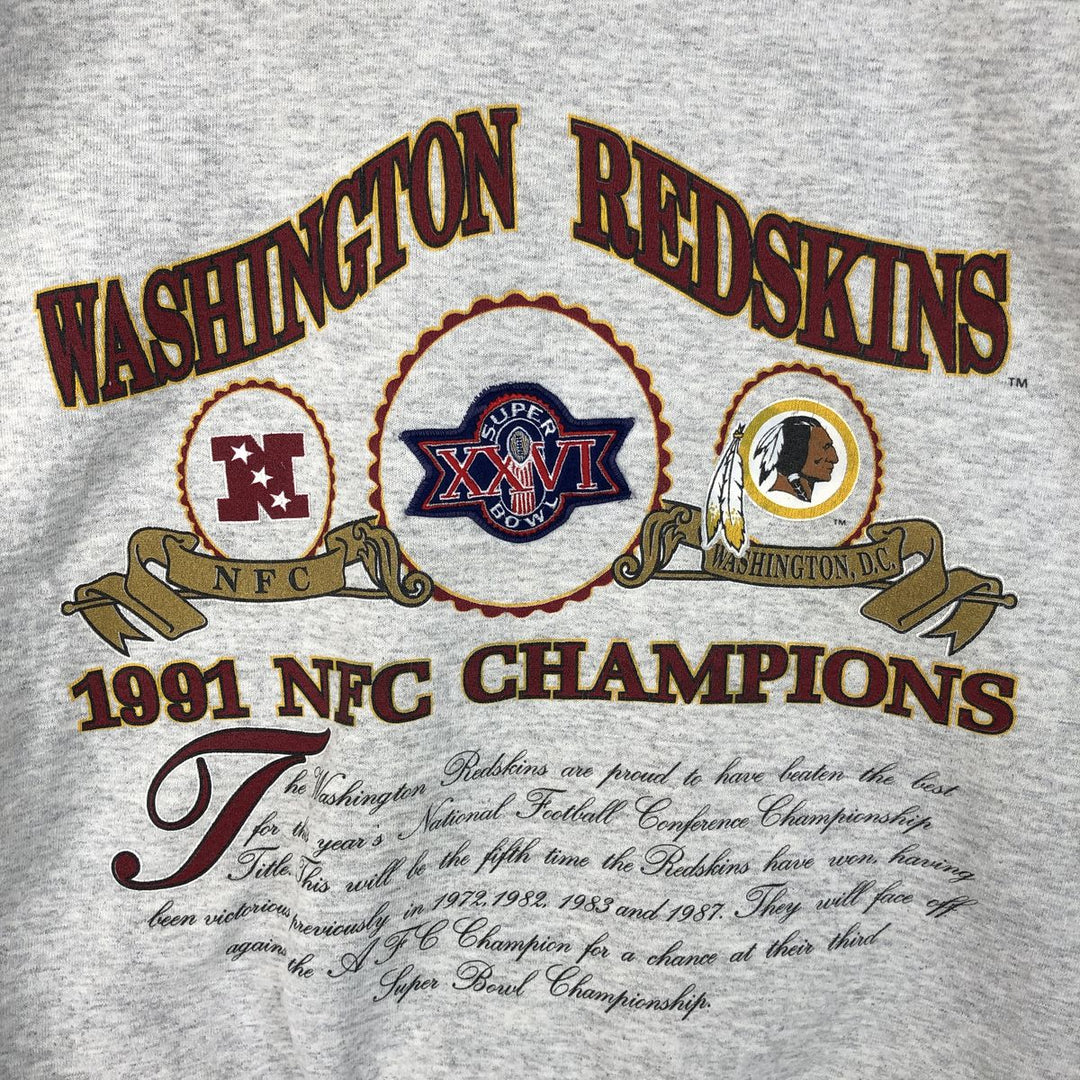 Vintage 1990'S NUTMEG NFL Washington Redskins Print Sweatshirt, Made in USA, Men's Size L cotton gray type Vintage Second Hand