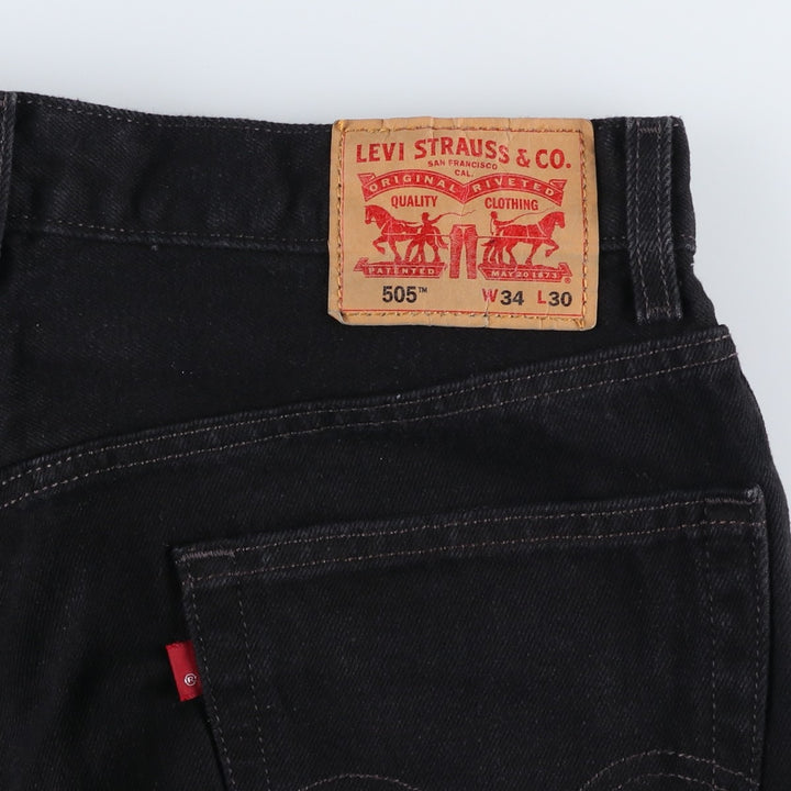 Levi's 505 REGULAR FIT Black Denim Tapered Denim Pants Men's W34 cotton black type Vintage Second Hand