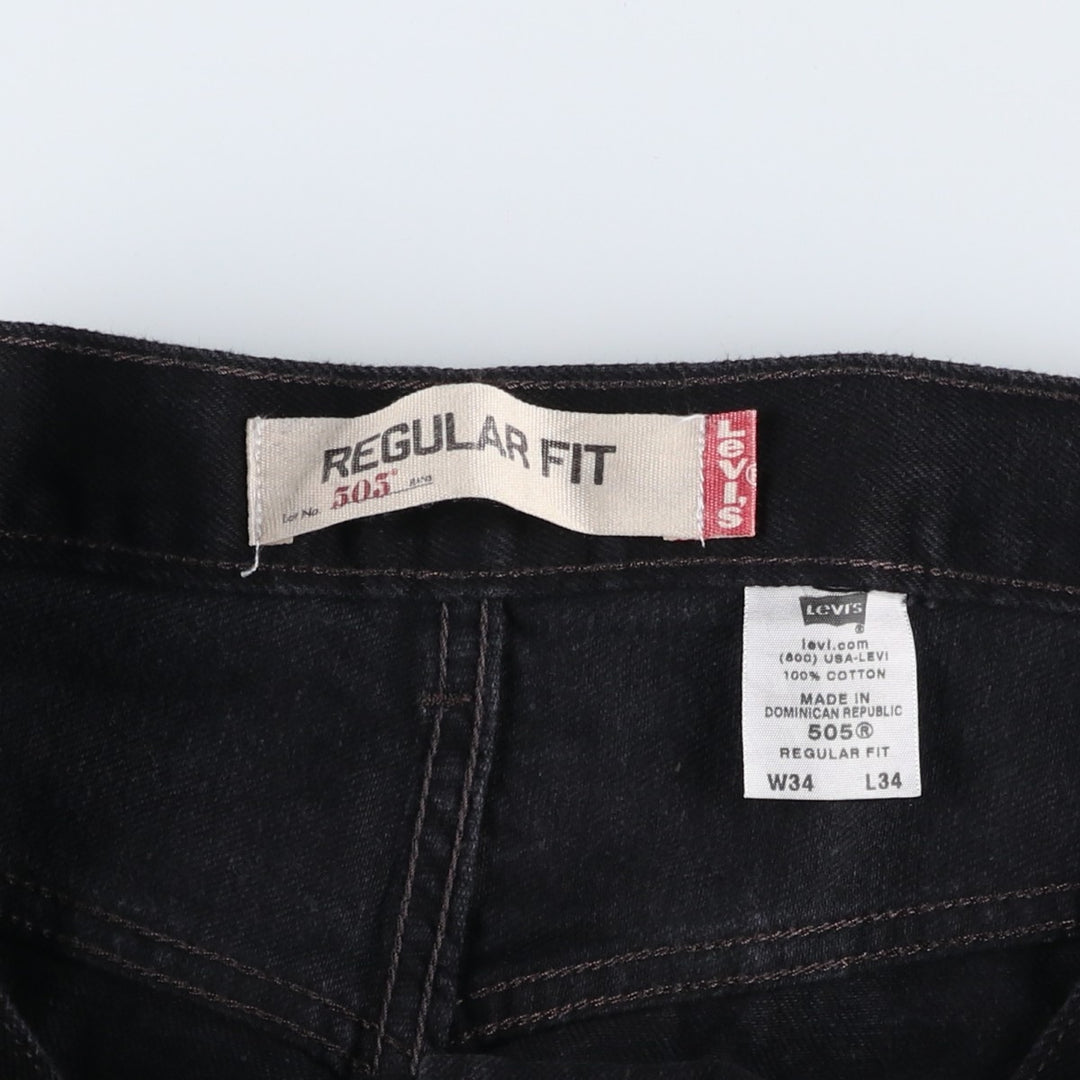 Levi's 505 REGULAR FIT Black Denim Tapered Denim Pants Men's W34 cotton black type Vintage Second Hand