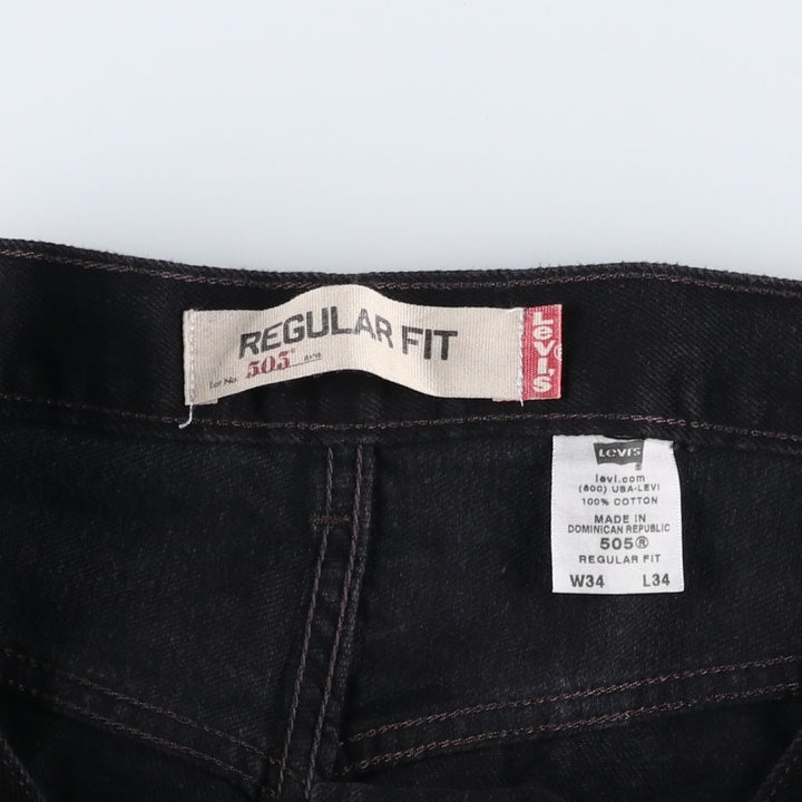 Levi's 505 REGULAR FIT Black Denim Tapered Denim Pants Men's W34 cotton black type Vintage Second Hand