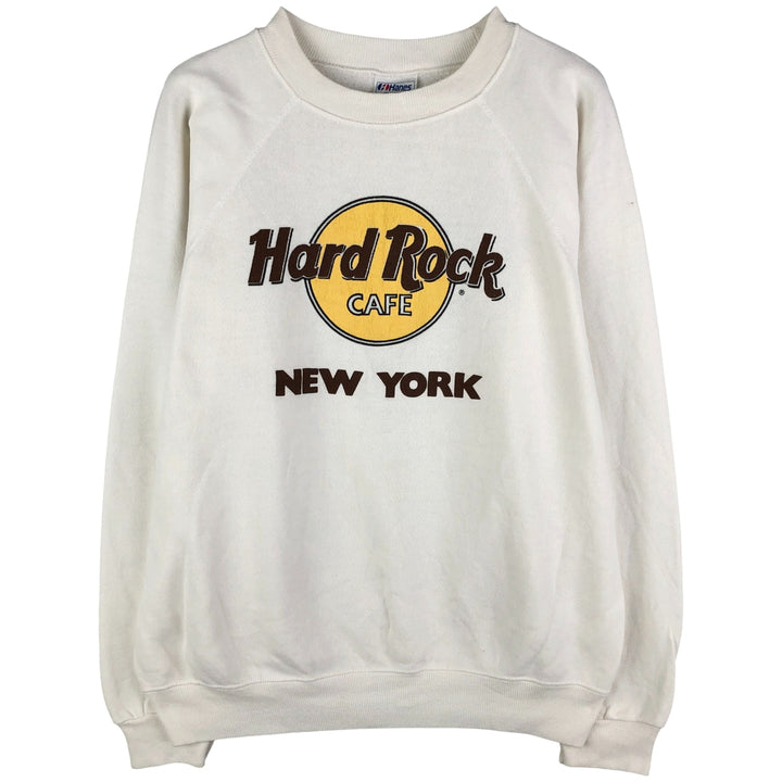 Vintage 1980'S Hanes Hard Rock Cafe Advertising Sweatshirt, Made in USA, Men's Size L cotton pale white type Vintage Second Hand