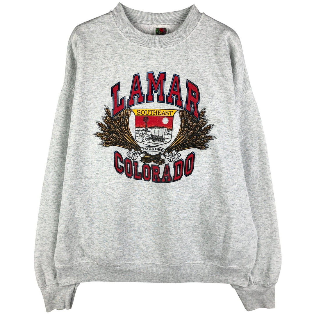 2000'S Fruit of the Loom triple print college sweatshirt, men's size XL cotton gray type Vintage Second Hand