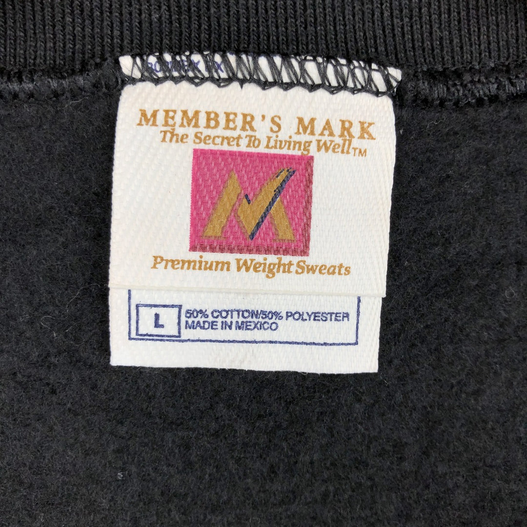 MEMBER'S MARK plain blank sweatshirt, men's size L cotton black type Vintage Second Hand