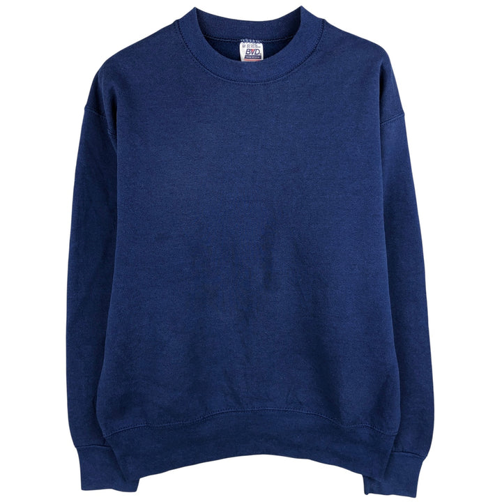90'S BVD plain blank sweatshirt, made in the USA, men's size M cotton blue type Vintage Second Hand