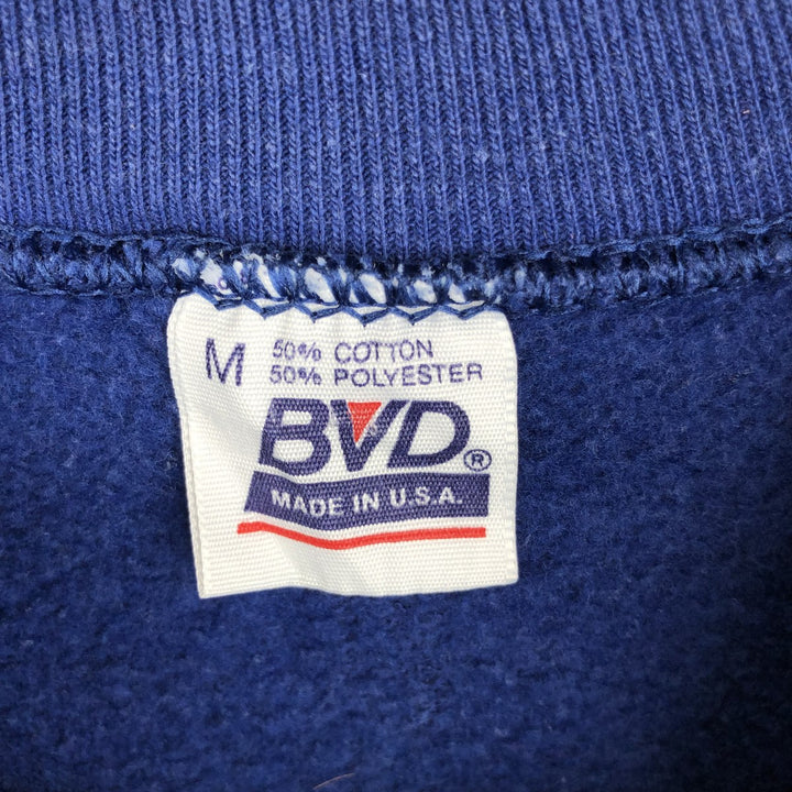 90'S BVD plain blank sweatshirt, made in the USA, men's size M cotton blue type Vintage Second Hand